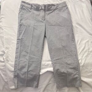 Tommy Hilfiger Seersucker Pants Striped Crop Capris 100% Cotton Blue White 10